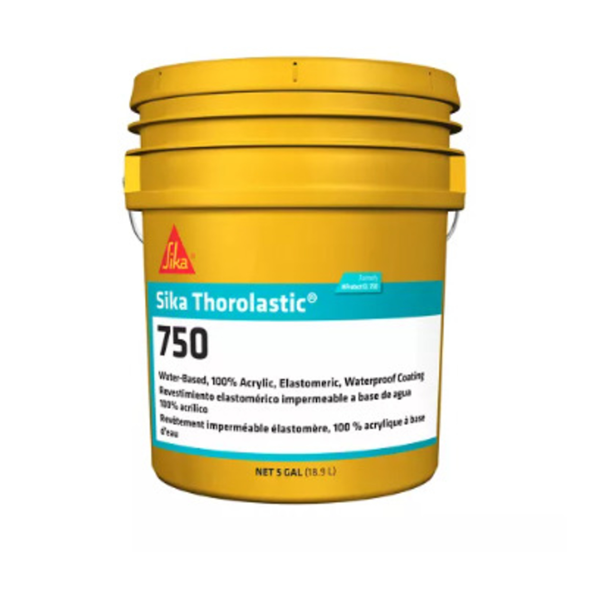 SikaThorolastic-750 Water-Based, 100% Acrylic, Elastomeric, Waterproof Coating, Smooth, Medium, 5 Gallon